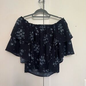 Jack by BB Dakota Blue Flutter Sleeve Crop Top